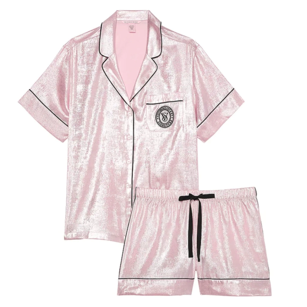Victoria’s Secret Pijama Rosa Metalizado - Tam P