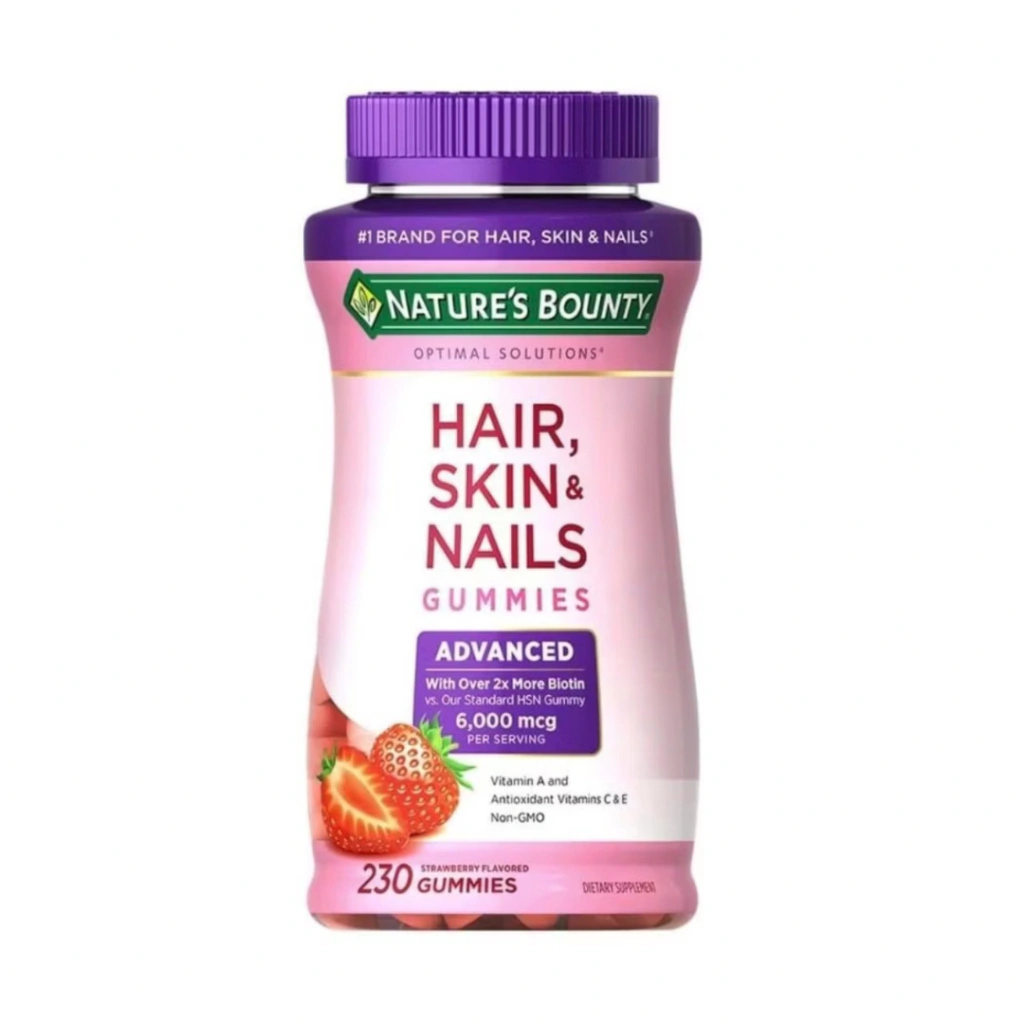 VItamina Hair, Skin & Nails Advanced - 6000 mcg Biotina - 230 Gomas - Nature's Bounty
